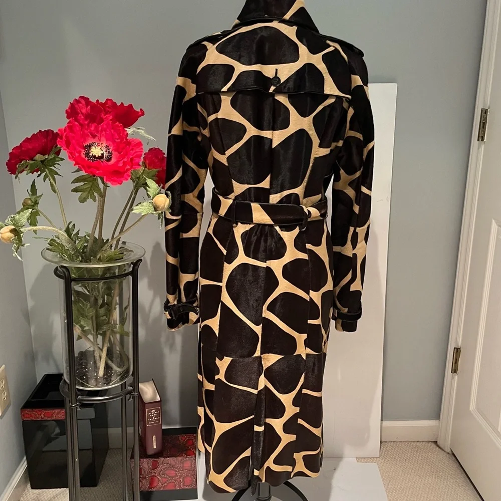 HOLD - Buberry Prorsum Giraffe Calf Hair Trench Coat, RARE, HTF Sz IT48, US6/8 - Picture 7 of 16